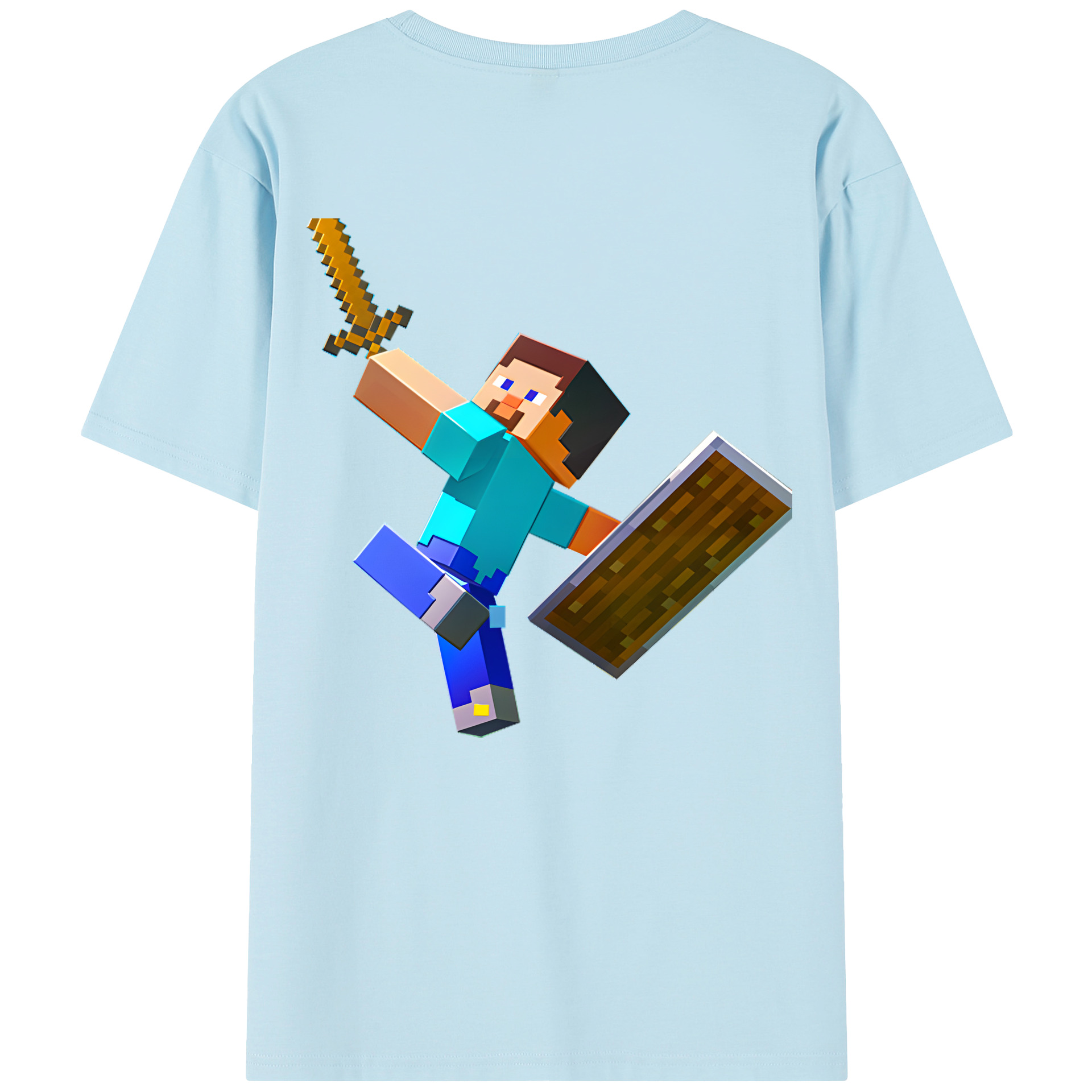 （画像用） マインクラフト ブロックの世界 Minecraft MC Block world 綿100％半袖Tシャツ（背面プリント）